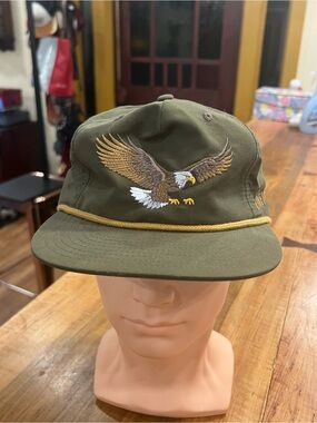 Nine Line Olive Green Eagle Embroidered Rope-Trim Hat